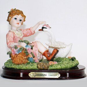 Turtle King Giovanni Collection Lady Arm on Flowers Petting Swan Rare Vintage